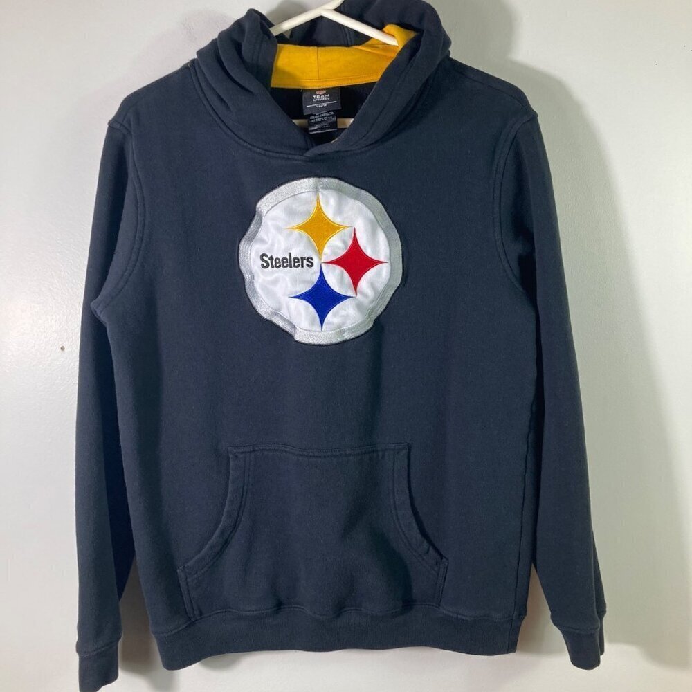 Youth NFL Team Pittsburgh Steelers Prime Pullover Hoodie Black Yellow Medium‎